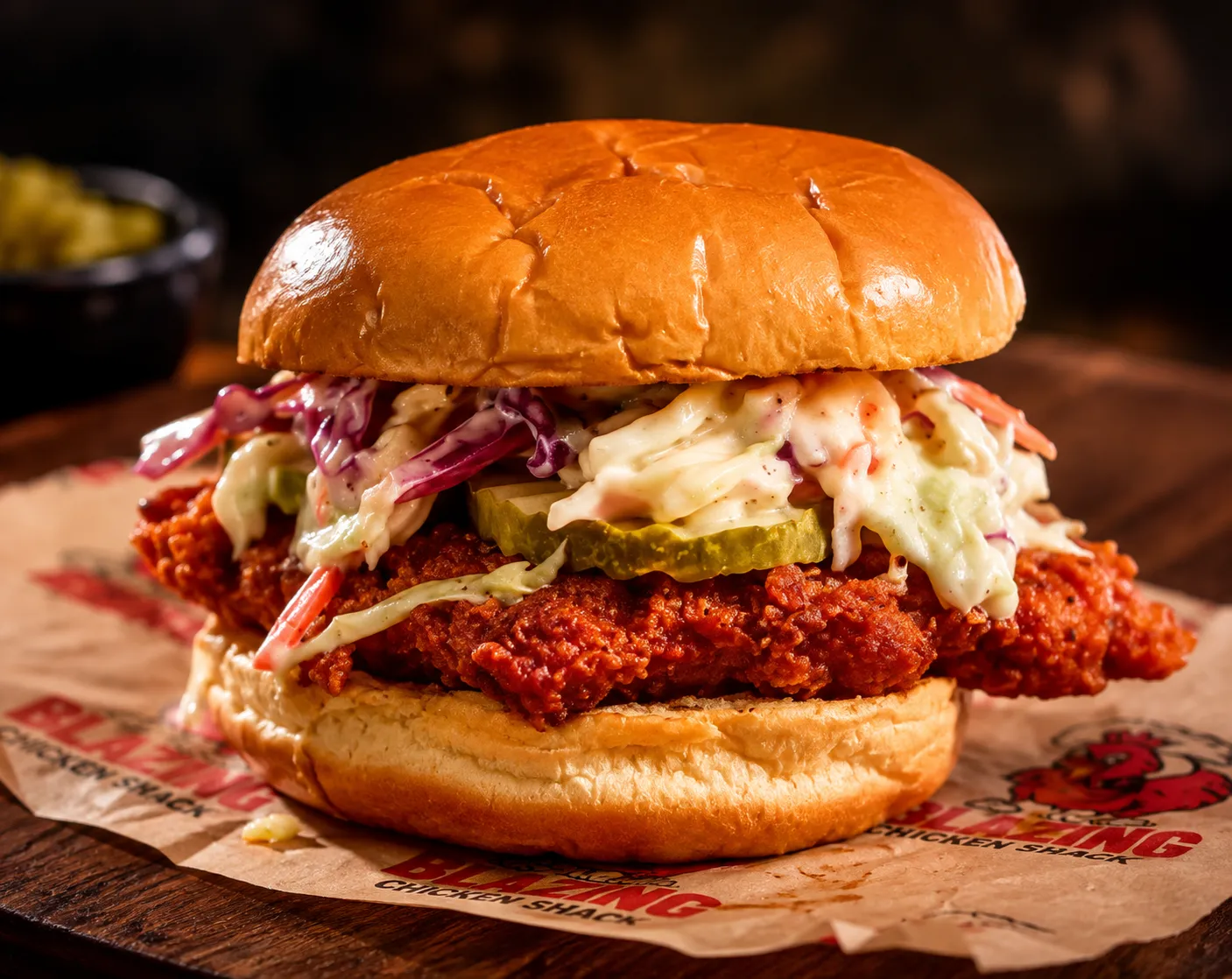 Music City Nashville Sando packed for takeout at Blazing Chicken Shack in downtown Winnipeg